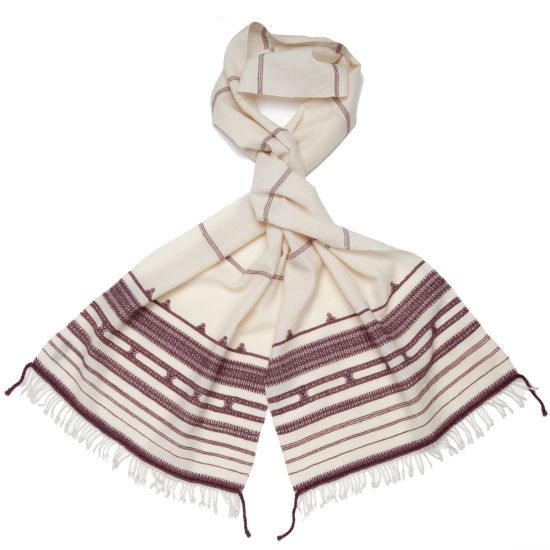 Myra Scarf - Ivory/Plum
